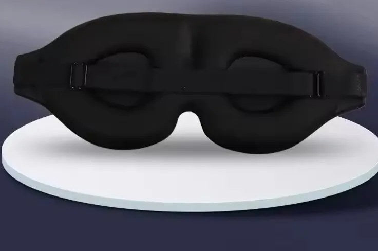 Mascherina per dormire 3D nera con conche per gli occhi e cinturino regolabile