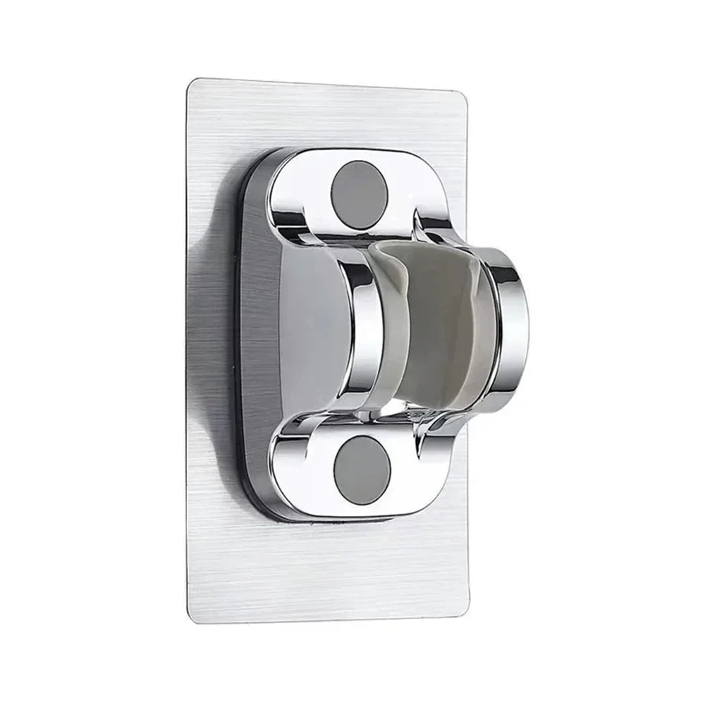 Supporto doccetta color argento con piastra adesiva