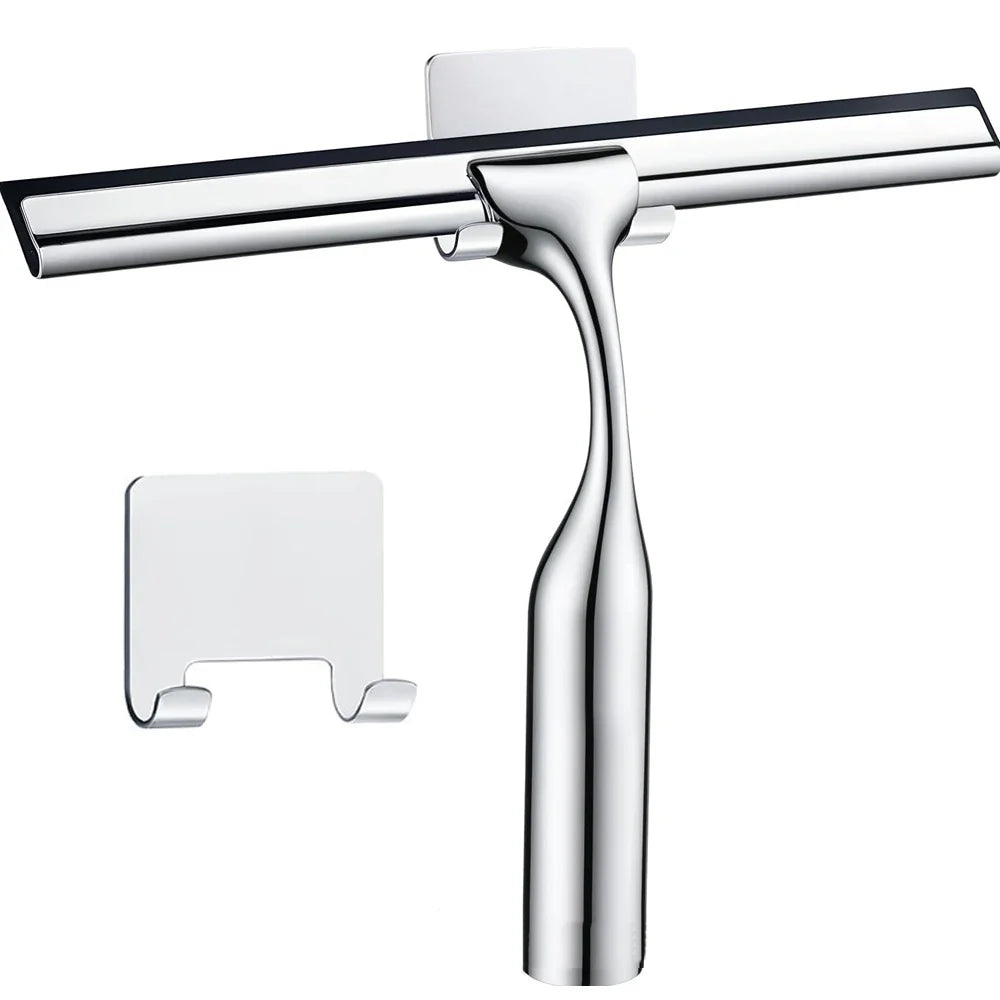 Tergivetro doccia in acciaio inox con lama in silicone e gancio da parete