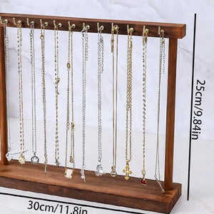 Porta collane in legno con 12 collane appese ai ganci – le collane non sono incluse