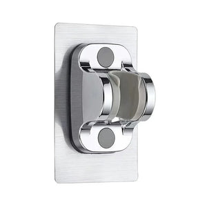 Supporto doccetta color argento con piastra adesiva