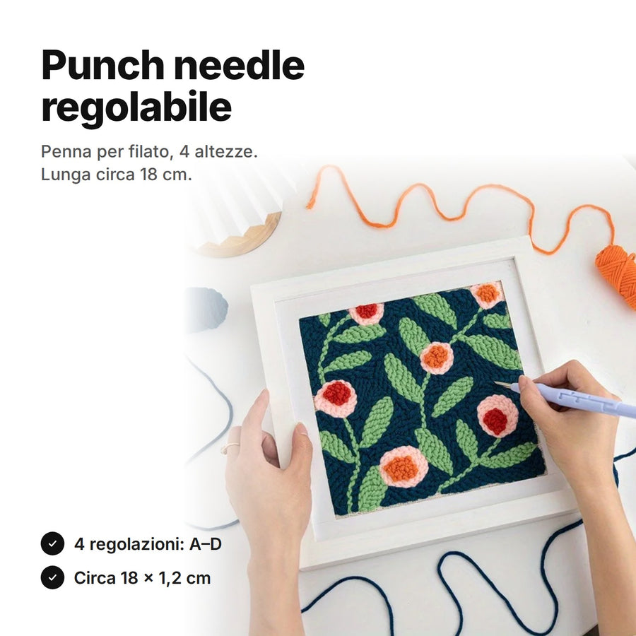 Punch needle regolabile: penna per filato con 4 altezze, circa 18 × 1,2 cm