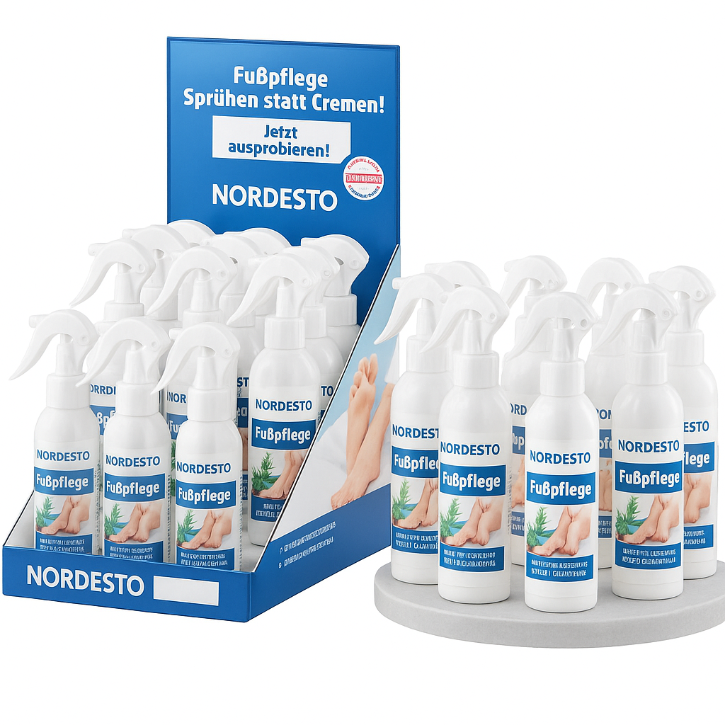 NORDESTO Fußspray — Gepflegte Füße ohne Bücken in 3 Minuten