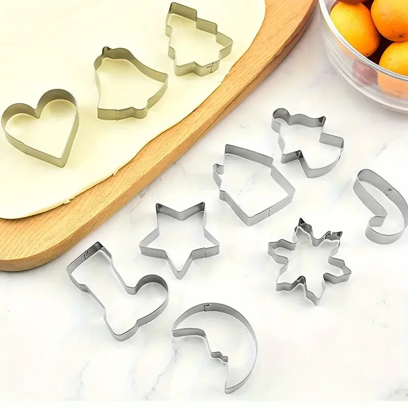 Formine per biscotti di Natale in acciaio inox con stella, cuore, albero e angelo