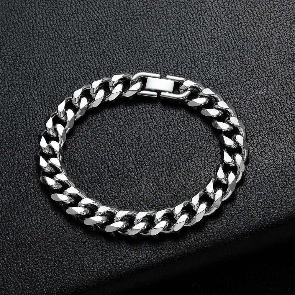 Bracciale uomo a maglia groumette chiuso, con la chiusura piatta in alto