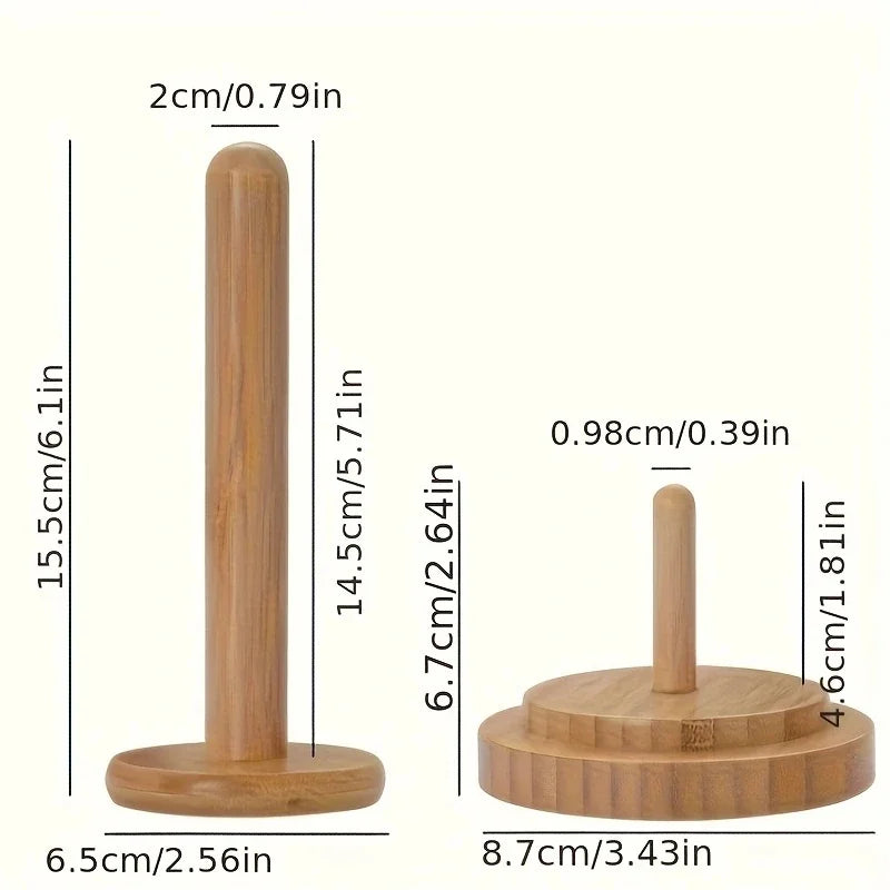 Misure del porta gomitolo: asta 14,5 cm e Ø 2 cm, disco Ø 6,5 cm, base Ø 8,7 cm