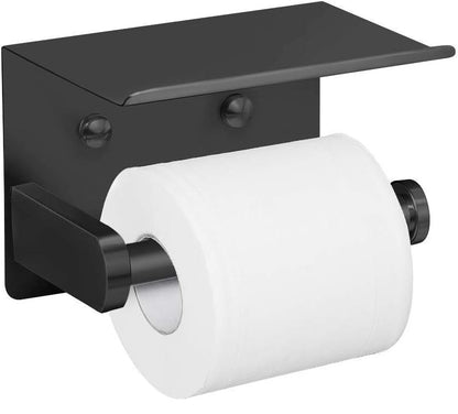 Il porta rotolo con un rotolo di carta igienica sul braccio e la mensola sopra