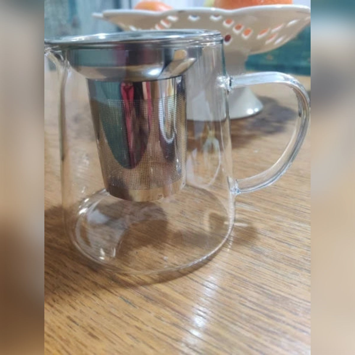Foto di un cliente: teiera in vetro da 400 ml con infusore in acciaio su un tavolo di legno