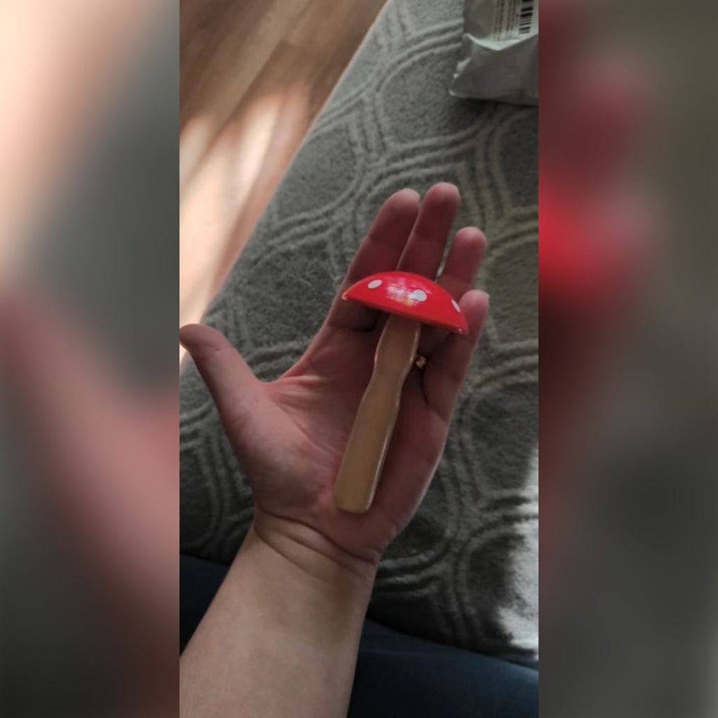 Foto cliente: il fungo da rammendo rosso nel palmo di una mano