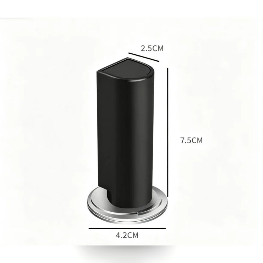 Fermaporta magnetico con le misure: parte da porta circa 7,5 × 2,5 cm e piastra circa 4,2 cm