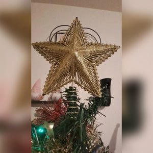 Foto di un cliente: il puntale a stella oro in cima a un albero di Natale