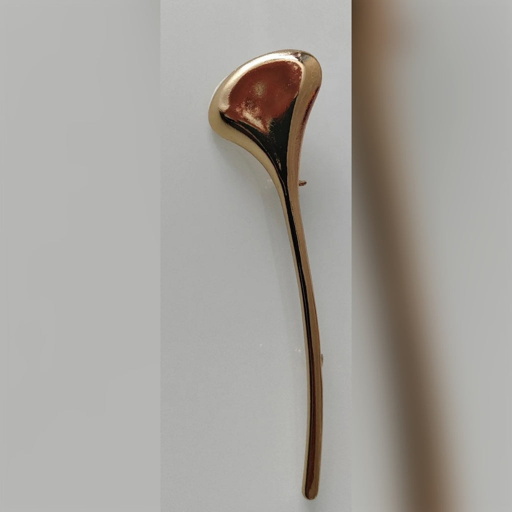 Foto di un cliente: la spilla color oro su sfondo chiaro