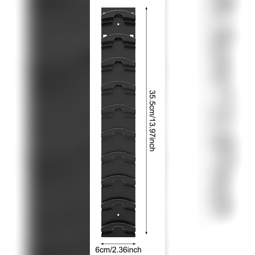 Porta cappelli nero visto di fronte con le misure del fornitore: 35,5 cm di altezza e 6 cm di larghezza