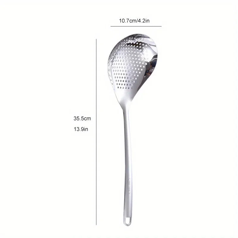 Misure della schiumarola: lunga circa 35,5 cm, coppa larga circa 10,7 cm