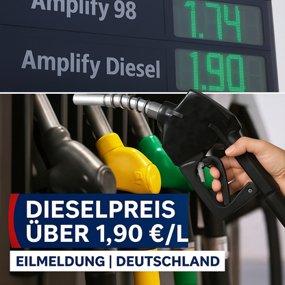 Dieselpreis über 1,90 EUR/L — Eilmeldung Deutschland