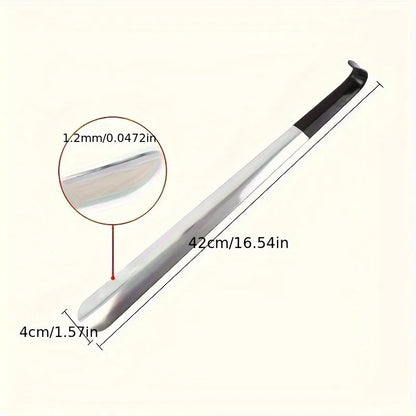 Misure del calzascarpe: 42 cm di lunghezza, paletta larga 4 cm, lamiera spessa 1,2 mm
