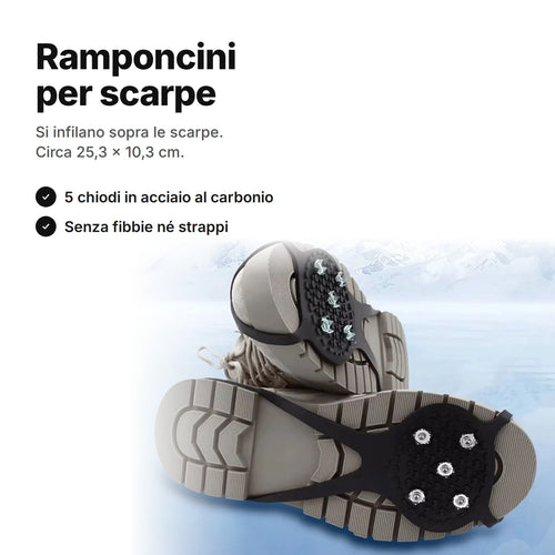 Ramponcini per scarpe su due scarponcini – circa 25,3 × 10,3 cm, 5 chiodi in acciaio al carbonio per ramponcino