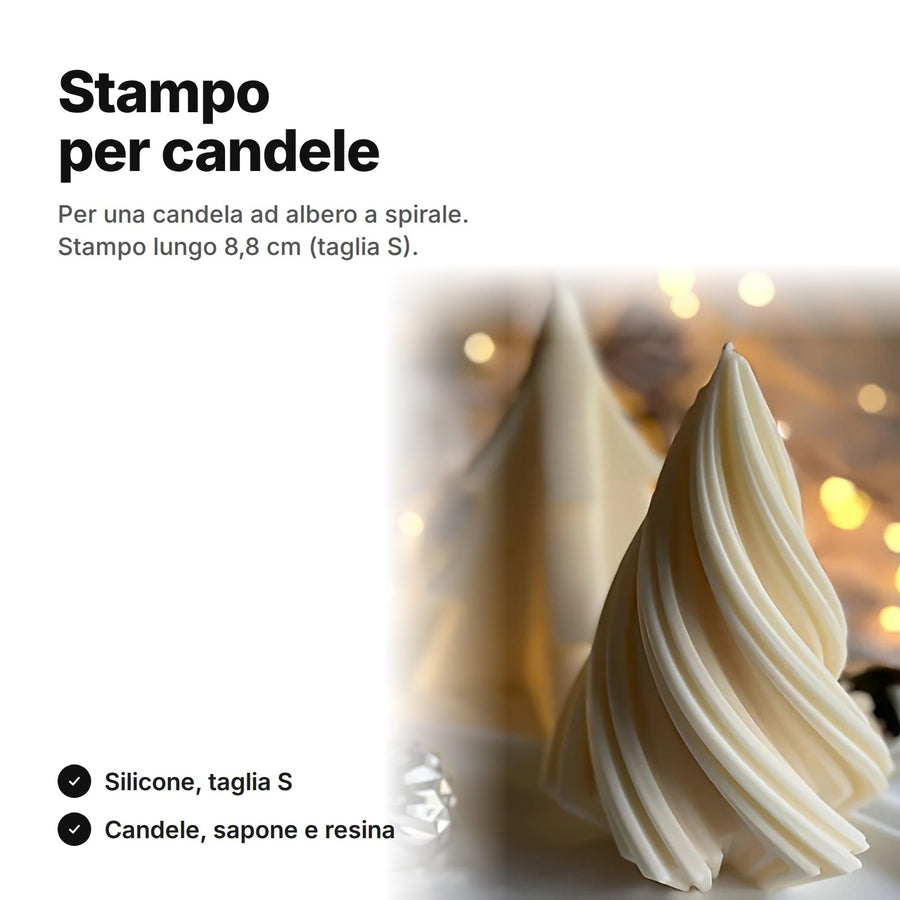 Stampo per candele in silicone per un albero di Natale a spirale, taglia S, stampo lungo 8,8 cm