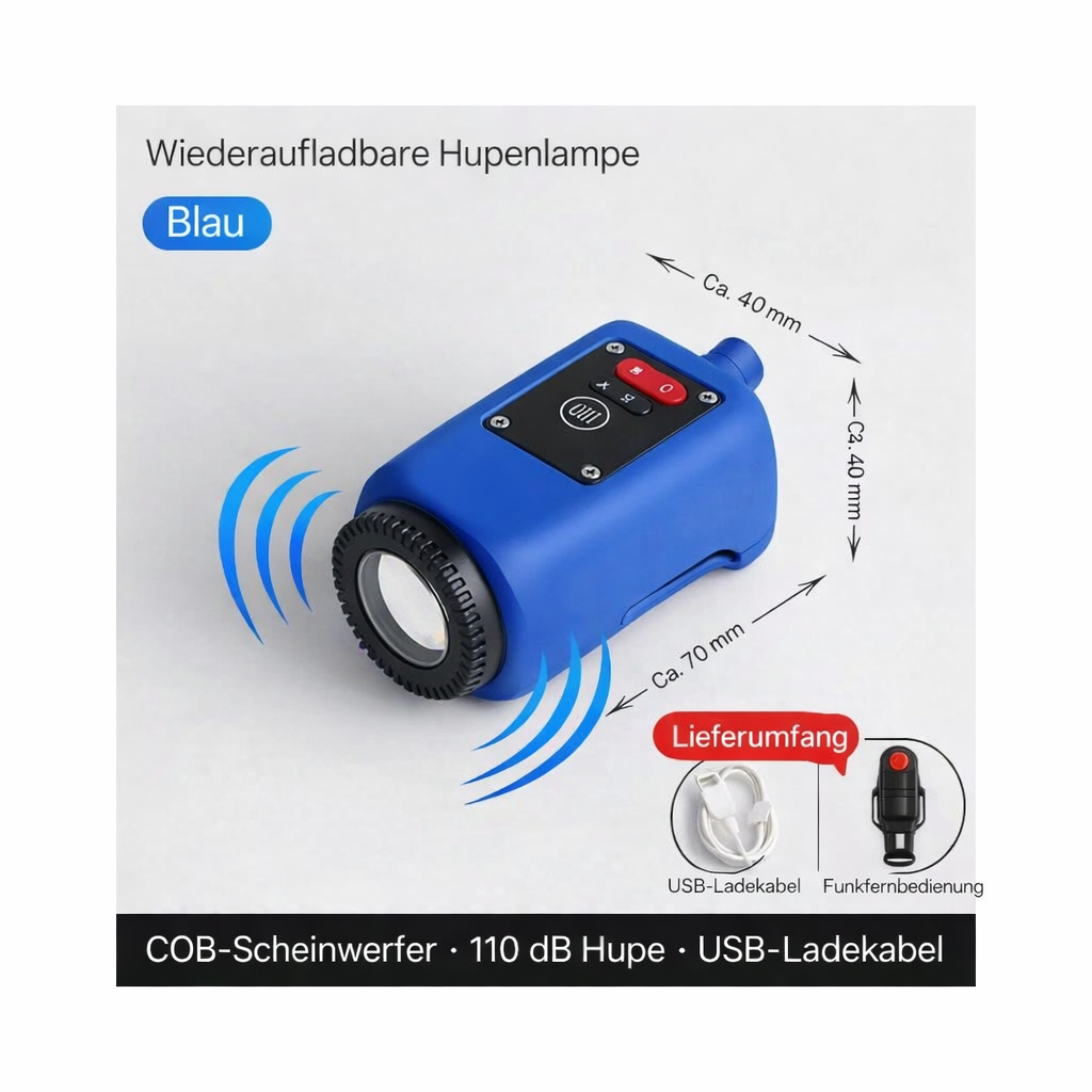 Wiederaufladbare Hupenlampe Blau