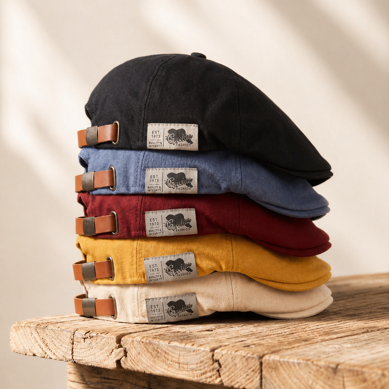Alle 5 Farben — Cap-Stack