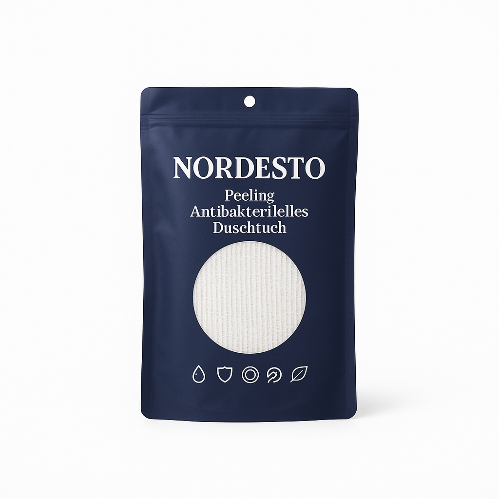 Weißes Peeling-Duschtuch — NORDESTO